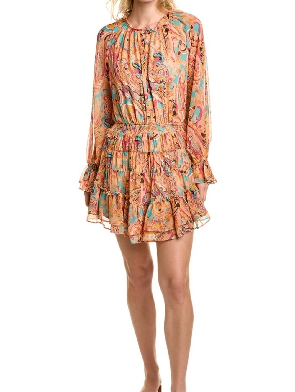 Paisley Print Long Sleeve Dress